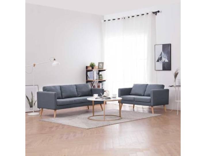 HEFZGDB Stilvolles Sofa 2-Sitzer und 3-Sitzer Dunkelgrau Stoffgarnitur mit Abnehmbaren Bezügen und Robustem Holzgestell für Langlebigen Sitzkomfort und Strapazierfähige Qualität