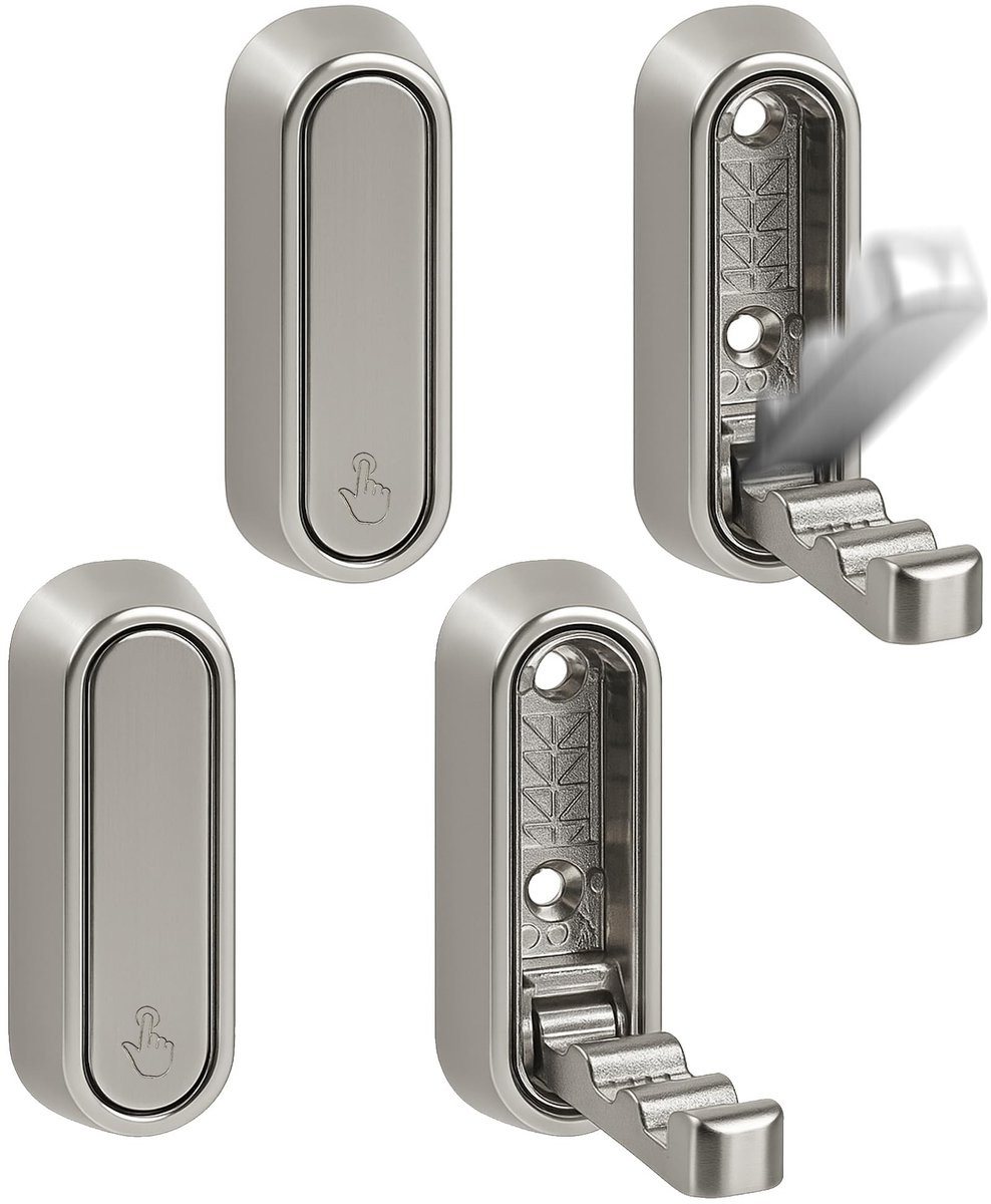 Omgoods Set van 4 Vouwbare Wandhaken van Zinklegering
