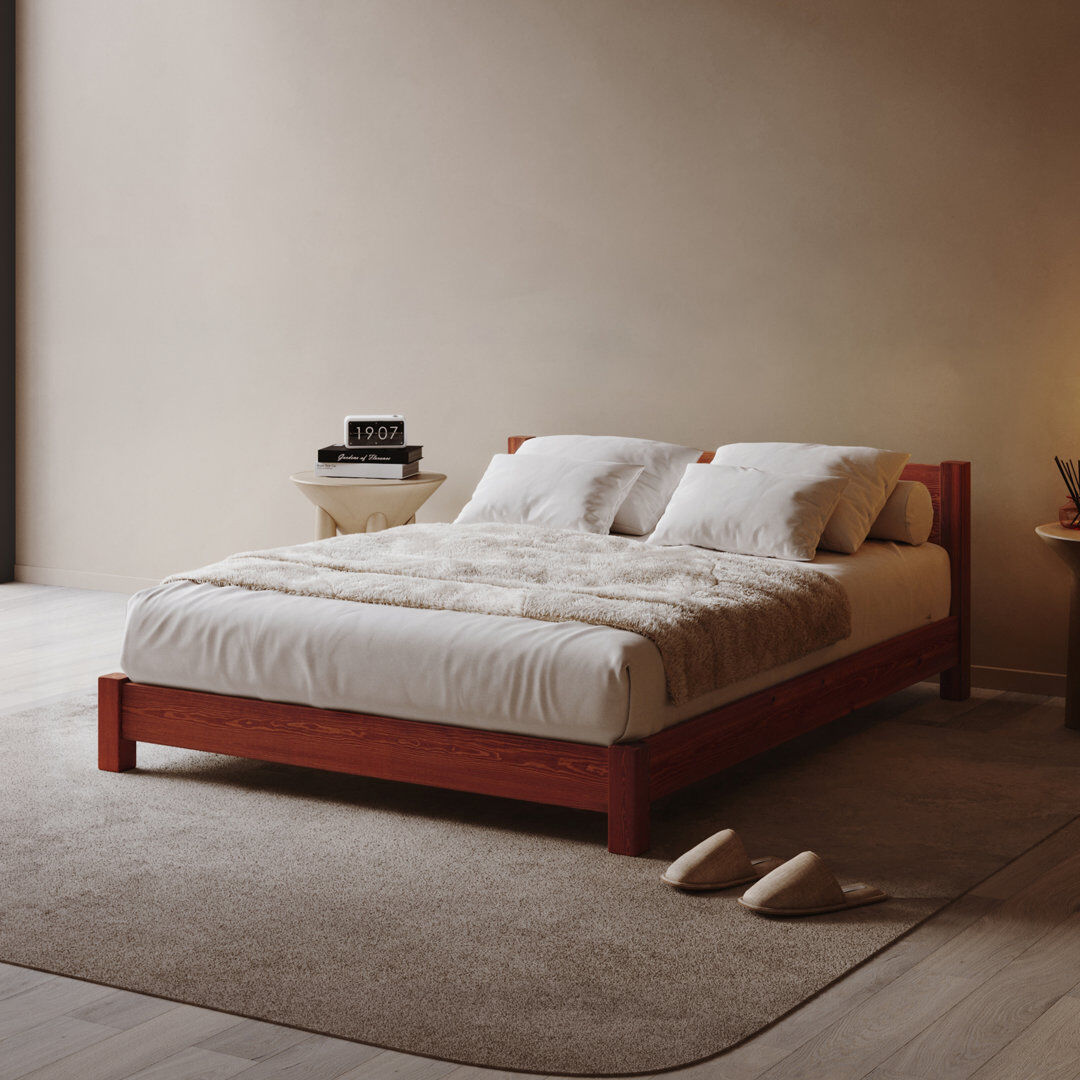 Ebern Designs Hardie Solid Wood Bed Red Wood Single (3')
