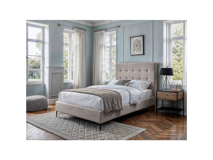 Mid.you Boxspringbett Essentials, Creme, Metall, Struktur, H2, 5-Zonen, Höhe ca. 21 cm, 120x200 cm, ISO 9001, DIN EN ISO 14001, FSC 100%, Made in Turkey, gepolstertes Kopfteil, Topper durchgehend, in verschiedenen Größen erhältlich, Schlafzimmer, Betten, Boxspringbetten