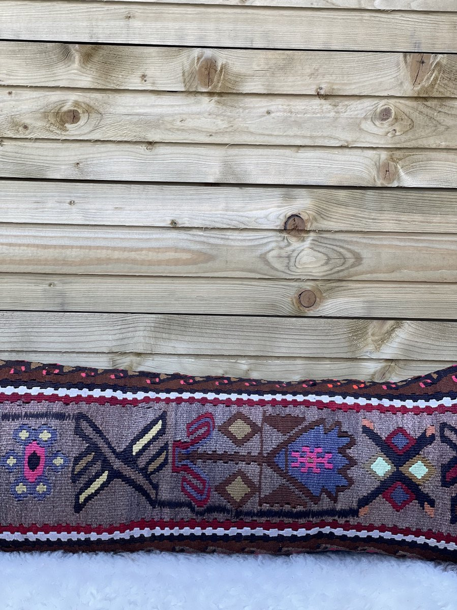 Vintage Kelim Kussenhoes van 100% Wol - Handgeweven Sierkussenhoes - 30 x 90 cm