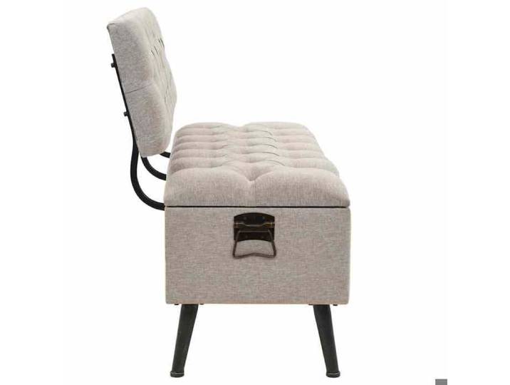 Siège de rangement - Crème - Banc de rangement Pour intérieur - avec dossier - 110 cm - crème - tissu 2636