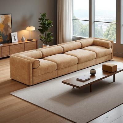 Chenille Modular Sectional Sofa with Cylindrical Backrest