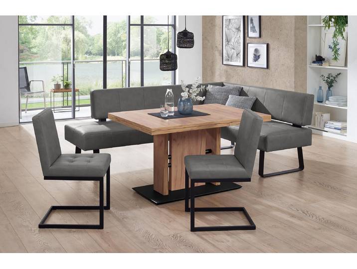 Essgruppe K+W KOMFORT & WOHNEN Spider II , grau, H:88cm T:50cm, Sitzmöbel-Sets, Essgruppe, langer Schenkel wahweise in 2 Breiten, 2 Freischwinger, 1 Tisch
