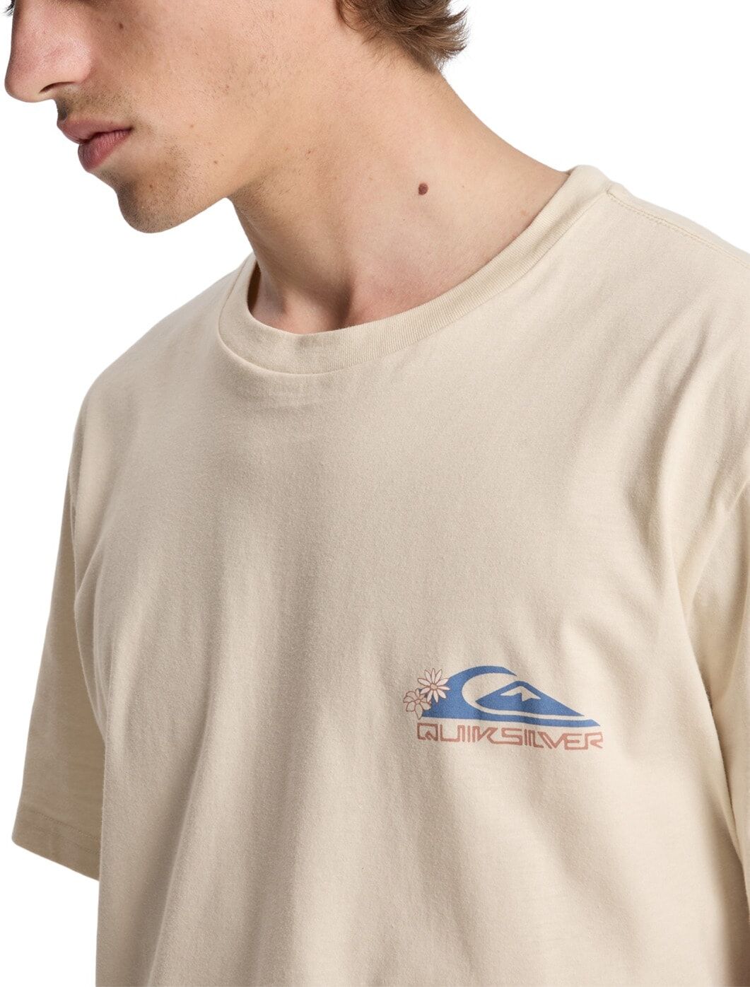T-Shirt QUIKSILVER "EV Barrel Paradise", Herren, Gr. L, beige (bone weiß), Obermaterial: 70% Baumwolle, 30% Baumwolle., Shirts T-Shirt bone weiß L