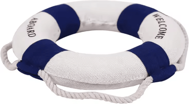 Inspire Picks Mediterranean Nautical Lifebuoy Wall Decor Coastal Living Room Ornament blue E