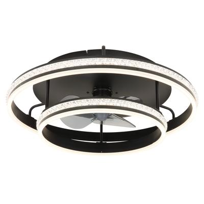 GLOBO LIGHTING Deckenleuchte "KENDALL", schwarz (schwarz matt), Ø 60cm H: 20cm, 1 Stk., Leuchten, Ventilator schwarz Kristalle Funktionen heizen-kühlen CCT, Deckenleuchte