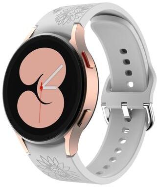 Everyday Crate Samsung Galaxy Watch 6 Silicone Watch Band Sunflower Embossed Floral Replacement Strap light Grey
