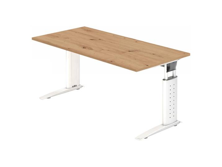 UNDA 16 W Schreibtisch 160 x 80 höhenverstellbar Asteiche/Silber