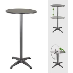 Baumarktplus Stehtisch 2in1 Bistrotisch Alu klappbar höhenverstellbar 70/115 cm Ø 60 cm Partytisch Anthrazit