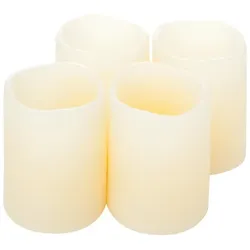 LED Kerzen aus Echtwachs, mit An- / Ausblasfunktion, creme, 6,5 x 5 cm