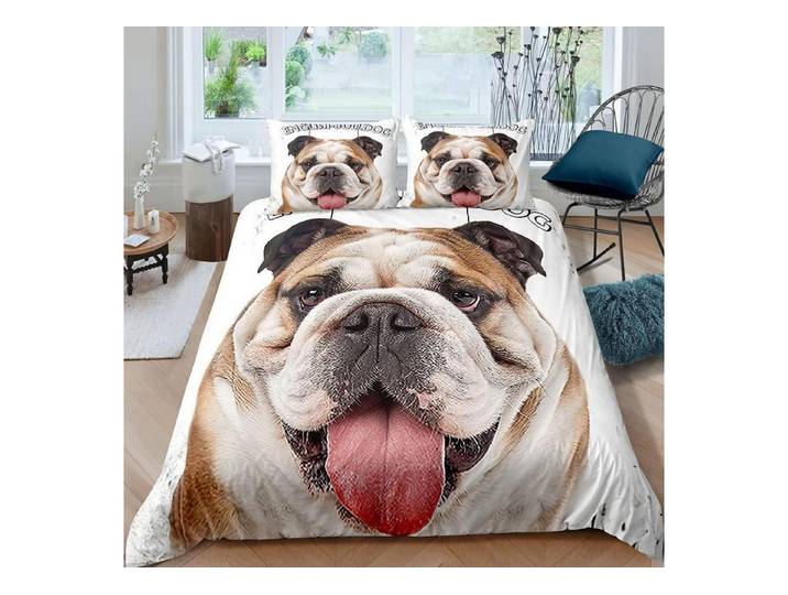 LuxusKollektion Kinderbettwäsche Bettwäsche 135x200cm 3D Bulldogge Mikrofaser