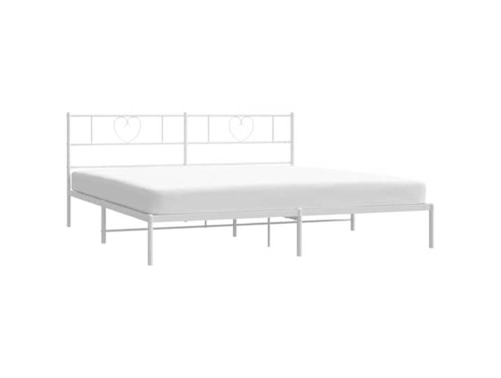 KTHLBRH Bettgestell mit Kopfteil Metall weiß 183 x 213 cm Bettgestell aus Stahl, Lattenrost inklusive, Unterbettabstand 30 cm, einfache Montage