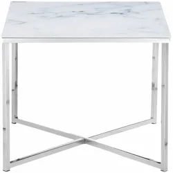 SalesFever »Marmara« Beistelltisch Marmor-Optik weiß/chrom