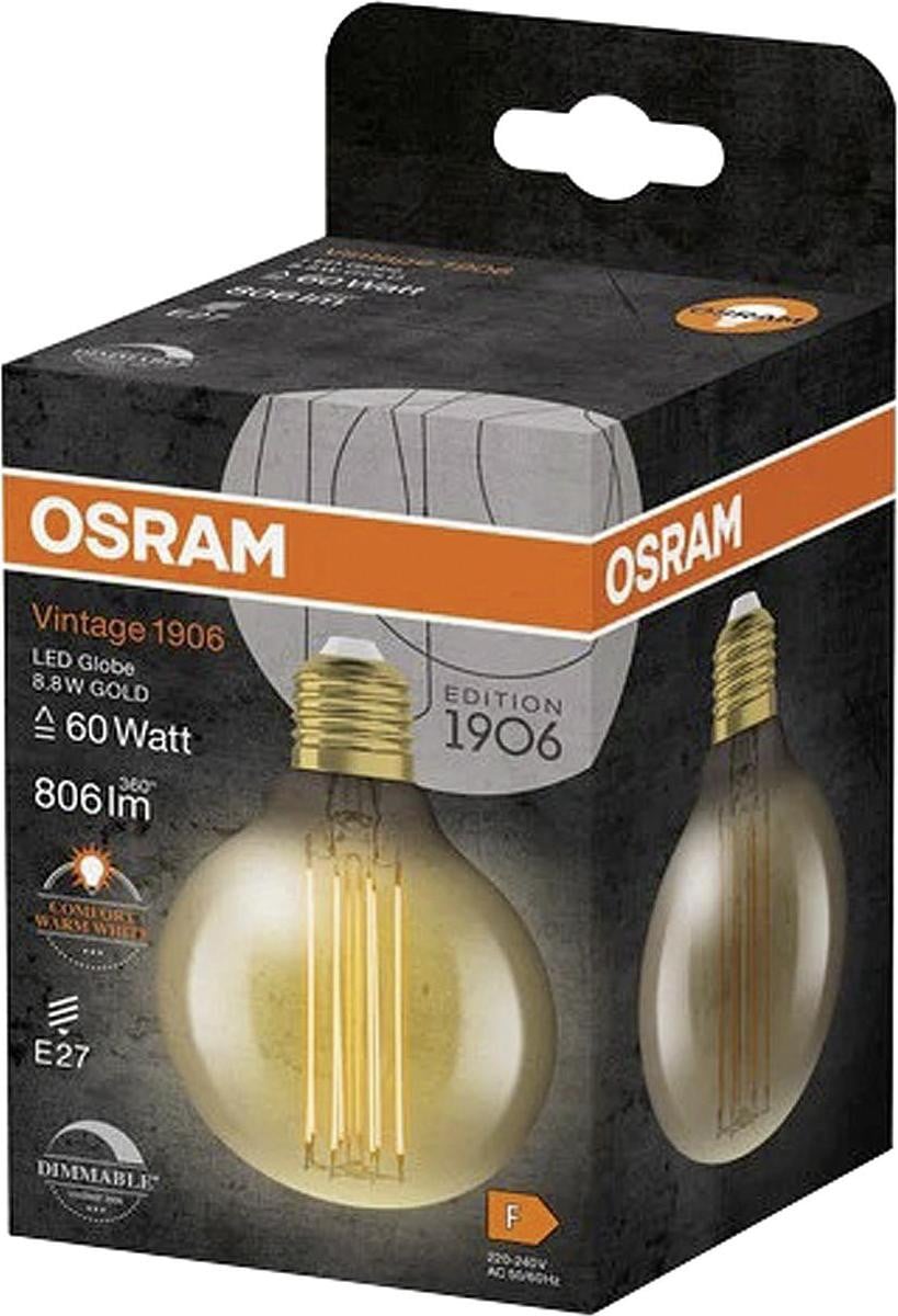 Osram LED Filament Globe 80 D, 8,8W/822, E27, Goud