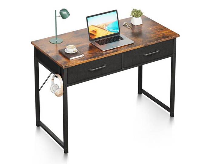 Petit Bureau avec 2 Tiroirs 100 x 40 x 78.7 cm Marron Marron Marron BUREAU
