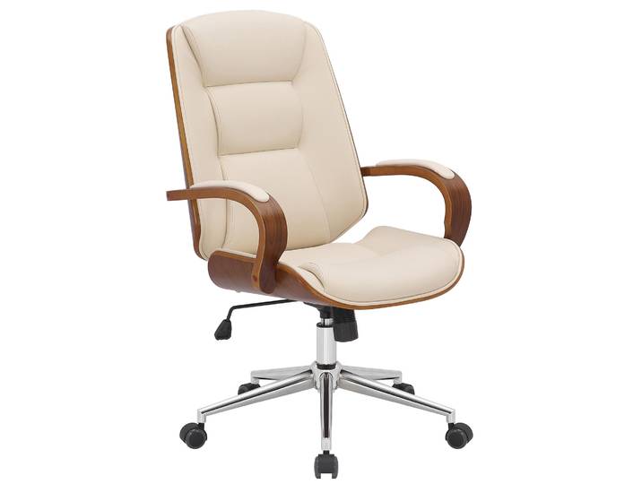 CLP Bürostuhl Yankton Kunstleder höhenverstellbar und drehbar - Farbe: walnuss/creme