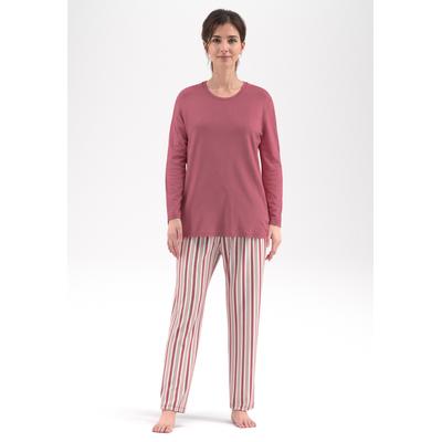 Pyjama GÖTZBURG, Damen, Gr. 40, rosa (rot, mittel, streifen), Single Jersey, Obermaterial: 100% Baumwolle, Homewear-Sets Pyjama