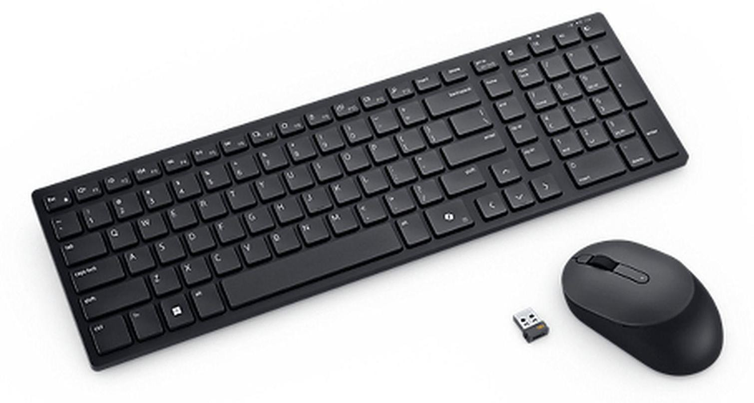 Dell Silent Keyboard en Muismset KM555 - Draadloos 2,4 GHz en Bluetooth 5.1 - QWERTY US International - Zwart