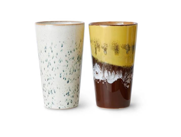 HKliving Tasse à latte 70 s 28 cl 2 Pièces Brine'