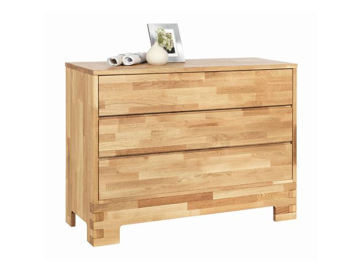 Linea Natura Kommode, Eiche, Holz, Wildeiche, massiv, 3 Schublade(n) Schubladen, 121x88.5x45 cm, Beimöbel erhältlich, Holzmöbel, Kleinmöbel Holz, Holzkommoden
