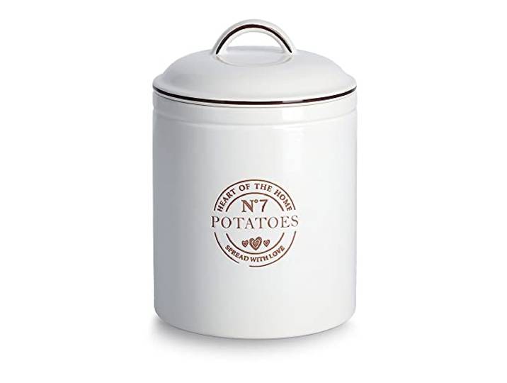 ZELLER 19364 Vorratsdose Potatoes , 2900 ml, Keramik, weiß, ca. Ø 17,5 x 24,5 cm, Vorratsbehälter, Aufbewahrung, Aufbewahrungsbox