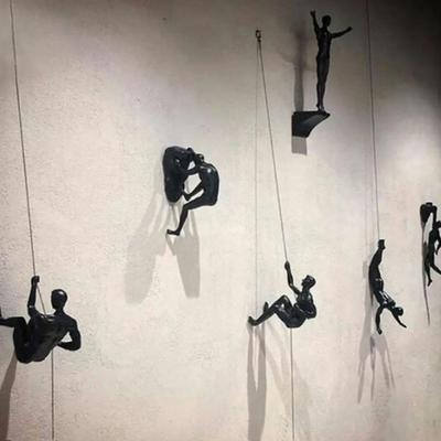 Inspire Select Modern Climbing Man Wall Sculpture Minimalist Resin Athlete Wall Art Decor f
