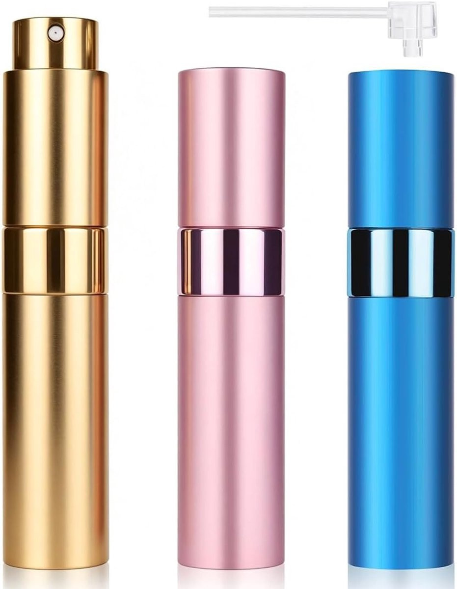 Set van 3 navulbare parfumverstuivers van 8 ml, draagbare en draaibare spuitflesjes