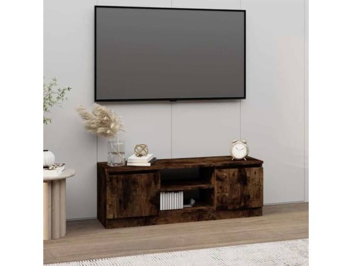 HEFZGDB TV-Schrank mit Tür Räuchereiche 102x30x36 cm, 2 Fächer und Ablagen, Robustes Holzwerkstoff Möbelstück mit viel Stauraum für Unterhaltungselektronik und Aufbewahrung, stabile