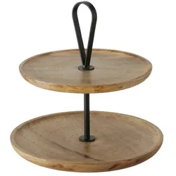 Boltze Etagere Kabir aus Holz, H 35 x Ø 35 cm