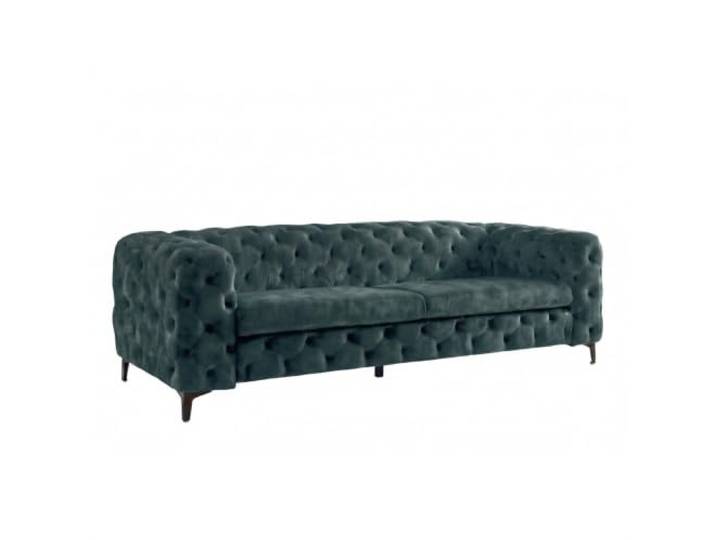 3-Sitzer Sofa MODERN BAROCK - 235cm - petrol - Samt - Federkern Taschenfederkern, Ziersteppung, Rundum-Bezug, Chesterfield-Design, englischer Stil, pflegeleicht