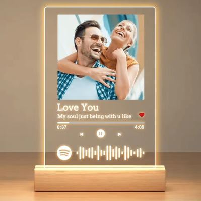 Uplift Curations Custom Spotify Acrylic Lamp With Photo & Song Personalized Music Plaque Romantic Gift For Couples a 3 Colors Light Base