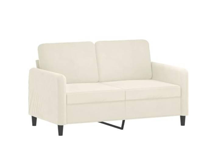 KTHLBRH Sofa-Set, 3-teilig, Samt, cremefarben, mit Kissen Robuster Metallrahmen, Fußstütze inklusive, Schaumstoffpolsterung, 9 Kissen