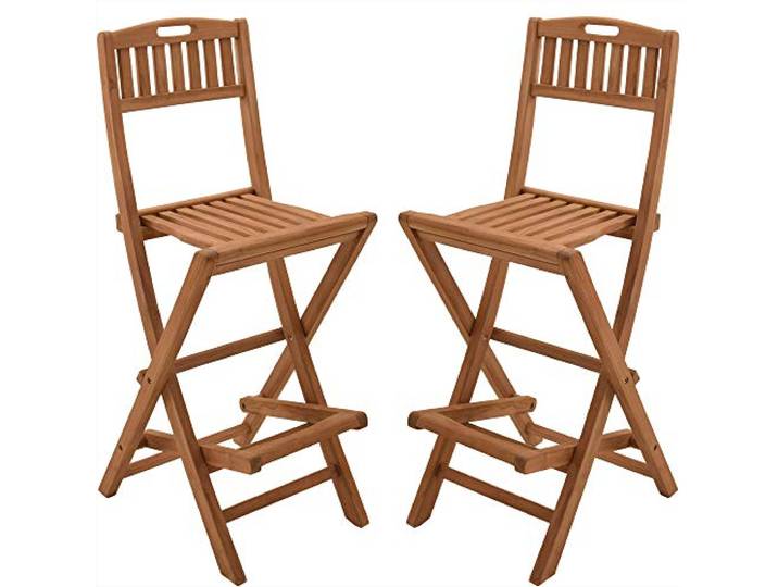 Teako Design 2 Stück Barhocker Lucca klappbar Teak Massivholz Barstuhl Tresenhocker Hochstühle Teakholz Wetterfest