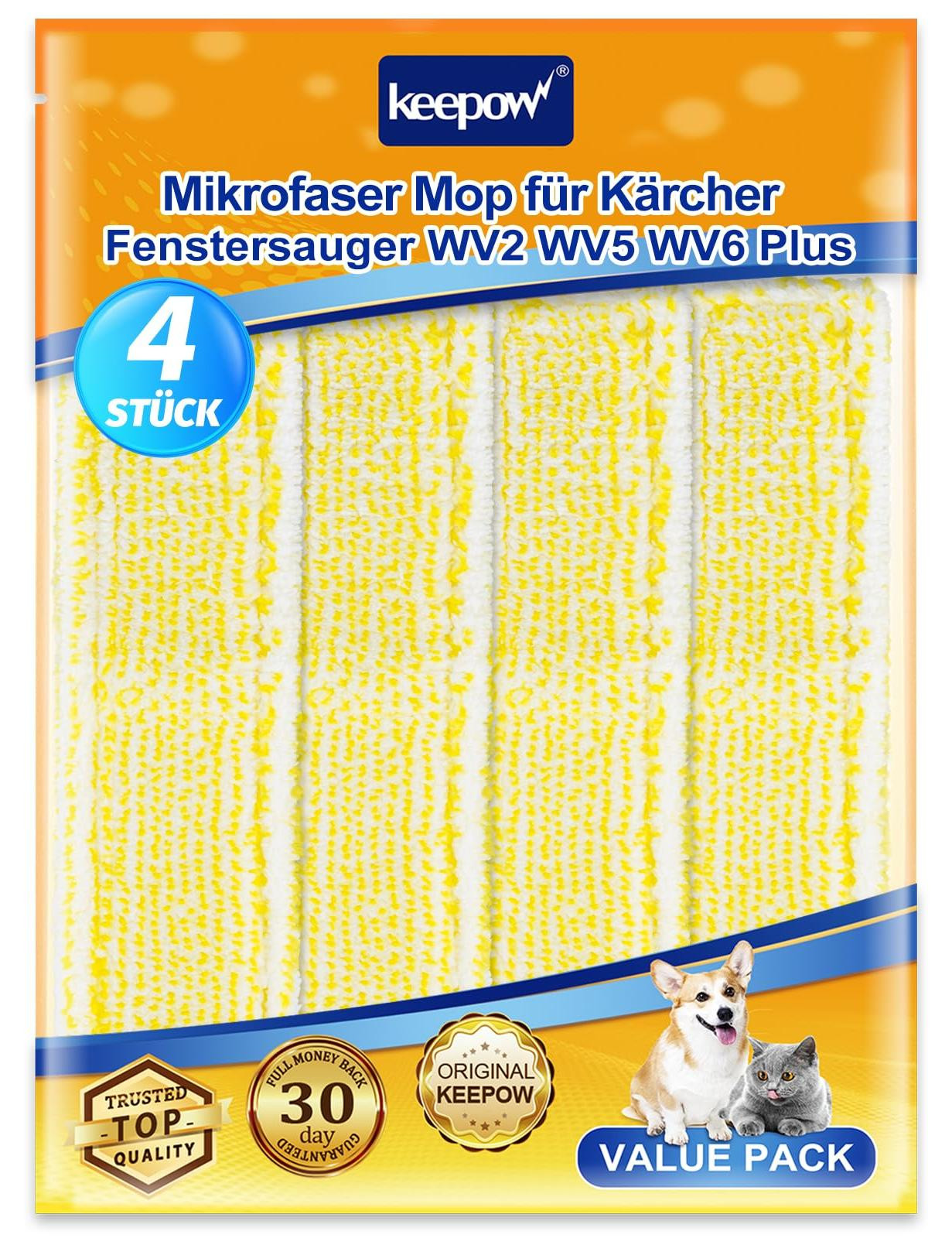 Dripio 4 microvezeldoeken voor Kärcher raamzuigers, geel