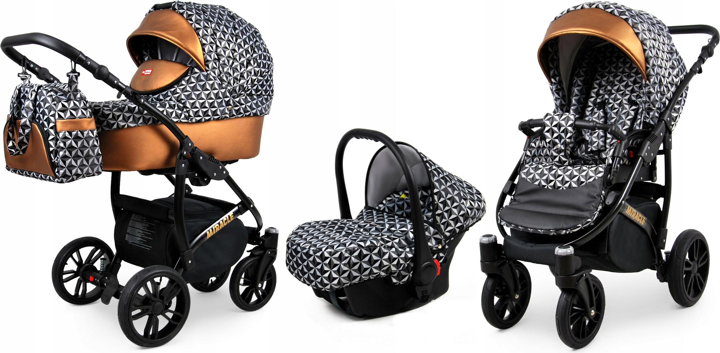 BabyLux Miracle | 3in1 Kinderwagen Set | Optical Copper | Kombikinderwagen | Kinderwagenset | B