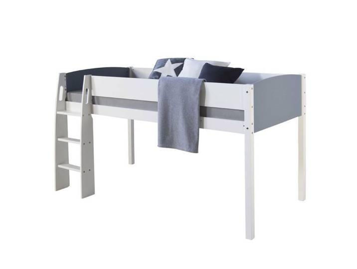 Lit Mezzanine Enfant 90x200 cm Blanc Échelle Moderne sans Sommier