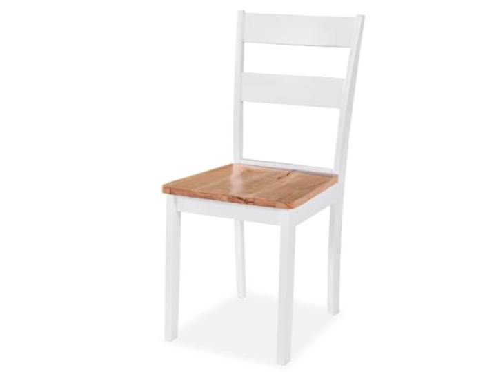 KGHERMDF Esszimmerstühle 6 STK. Weiß Massivholz Gummibaum Klassisches Design, Belastbar Bis 110 Kg, Einfacher Zusammenbau, Für Esszimmer