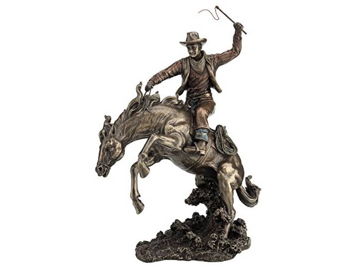 Veronese Rodeo Cowboy und Bucking Bronco Statue, bronzefarben, 33 cm hoch