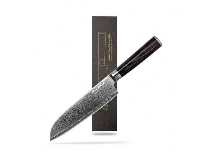Reishunger Damast Santoku Messer – Profi Santoku Messer aus hochwertigem Damaststahl – Für präzise Schnitte geeignet