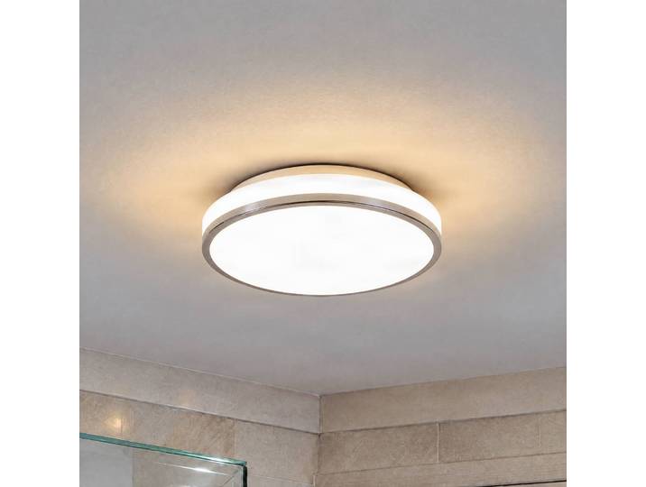 Deckenlampe Lyss Lindby, weiß / opal, für Badezimmer, Glas, Modern, Deckenlampe