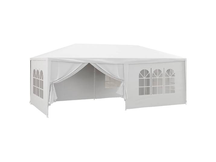 Tente de jardin Outsunny 6x3 m avec 4 fenêtres et 2 portes avec fermeture éclair, blanche