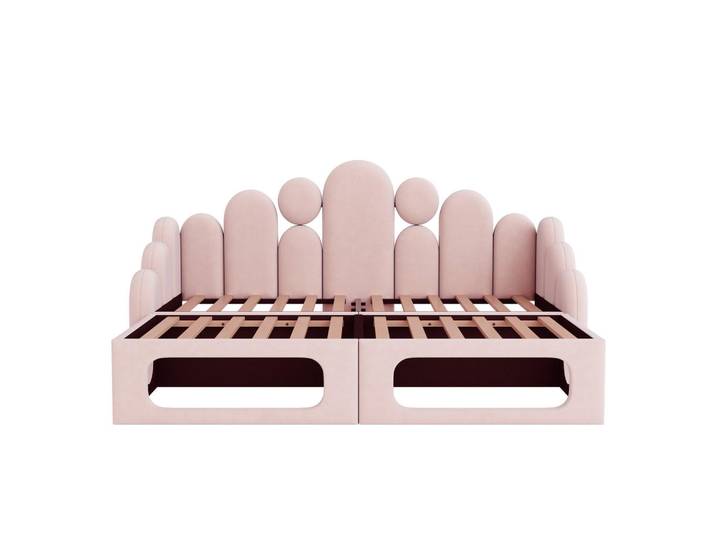 Flieks Polsterbett 180x200cm Schlafsofa Samt Rückenlehne Rosa, Pink, 180x200 cm, Schlafzimmer, Betten, Polsterbetten