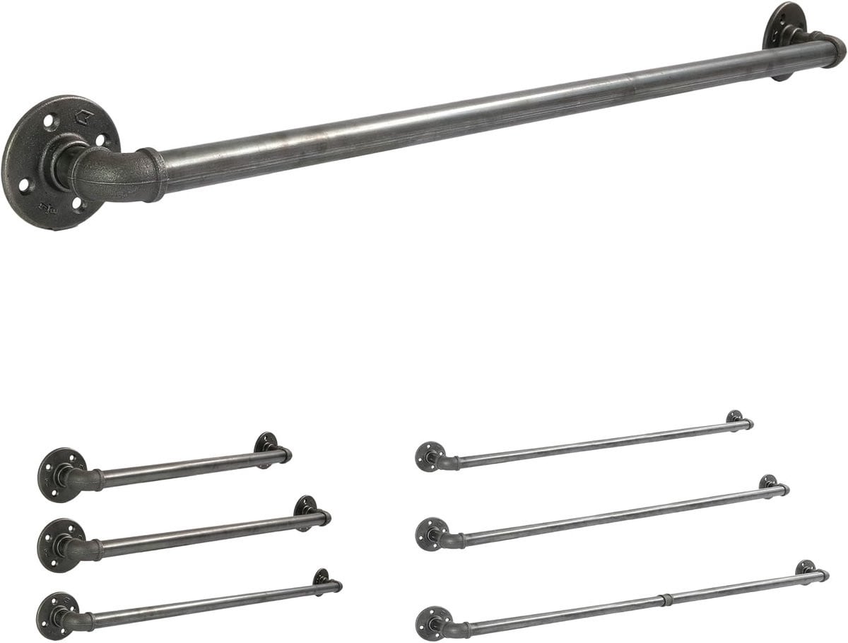 Goods Berlin Kledingrek Pipe GARD Wall - Industrieel metalen wandmontage kledingrek - Breedte: 90 cm, Hoogte: 6 x 90 cm