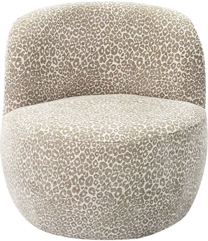 Drawer Fauteuil rond en tissu imprimé léopard - beige Beige 76x72x74cm