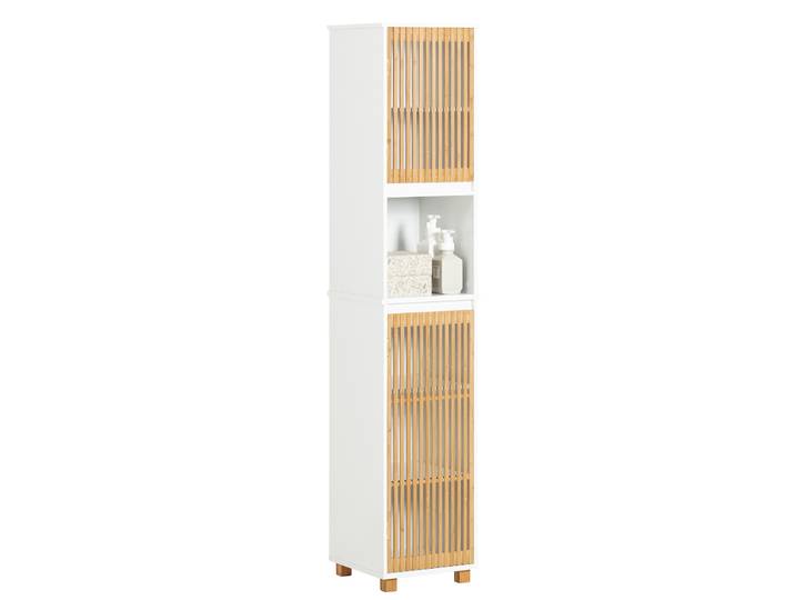 SoBuy BZR127-W Armoire haute armoire de salle de bain armoire de bain étagère de salle de bain étroite armoire de salle de bain meubles de salle de bain BHT environ. 33x165x33