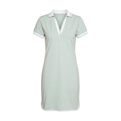 A-Linien-Kleid KLEINIGKEIT "Kleinigkeit Skirti Polodress", Damen, Gr. S, US-Größen, grün (matcha grün), 94% Baumwolle, 6% Elasthan, unifarben, normal, Rundhals, Kleider