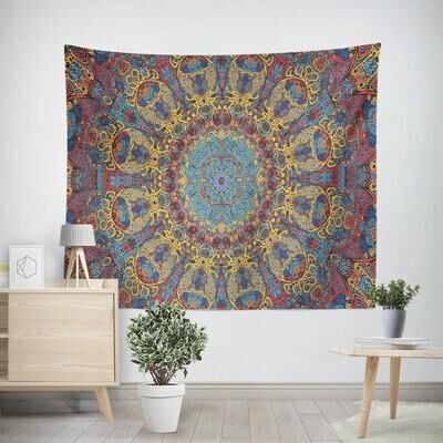 Inspired Finds Bohemian Mandala Wall Tapestry Hippie Psychedelic Aesthetic Room Decor vintage Kaleido Mandala 37.40x28.74in