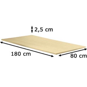Hammerbacher Tischplatte KP19, rechteckig, 180 x 80cm, ahorn
