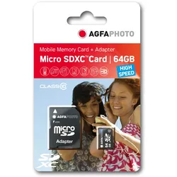 64 GB microSDXC-Karte Class10 W 50MB/s, R 100MB/s